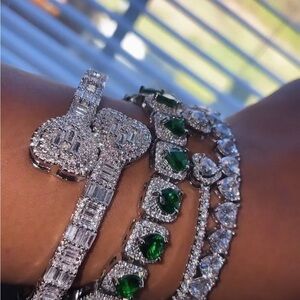 Silver and Green Bracelet Collection